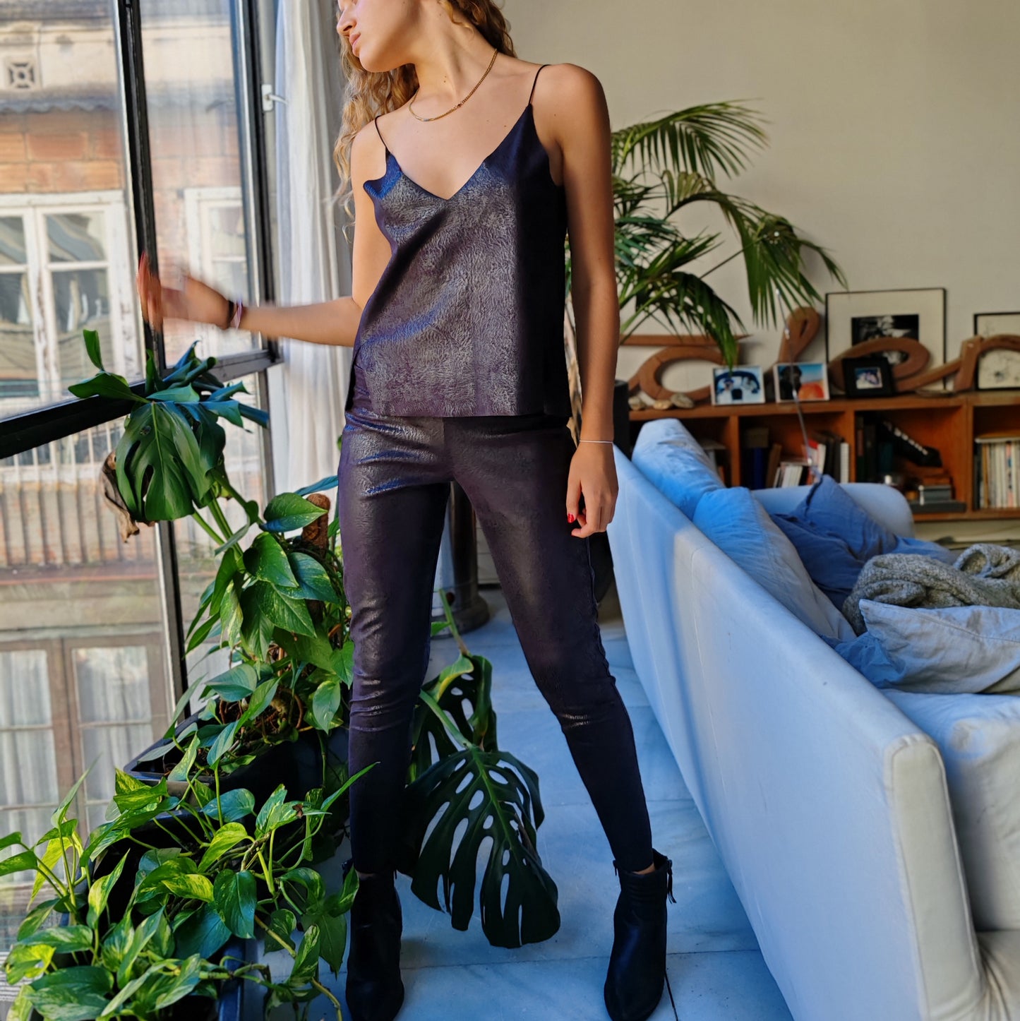 LEGGINGS PIEL VEGANA patrón reptil marrón edición limitada.