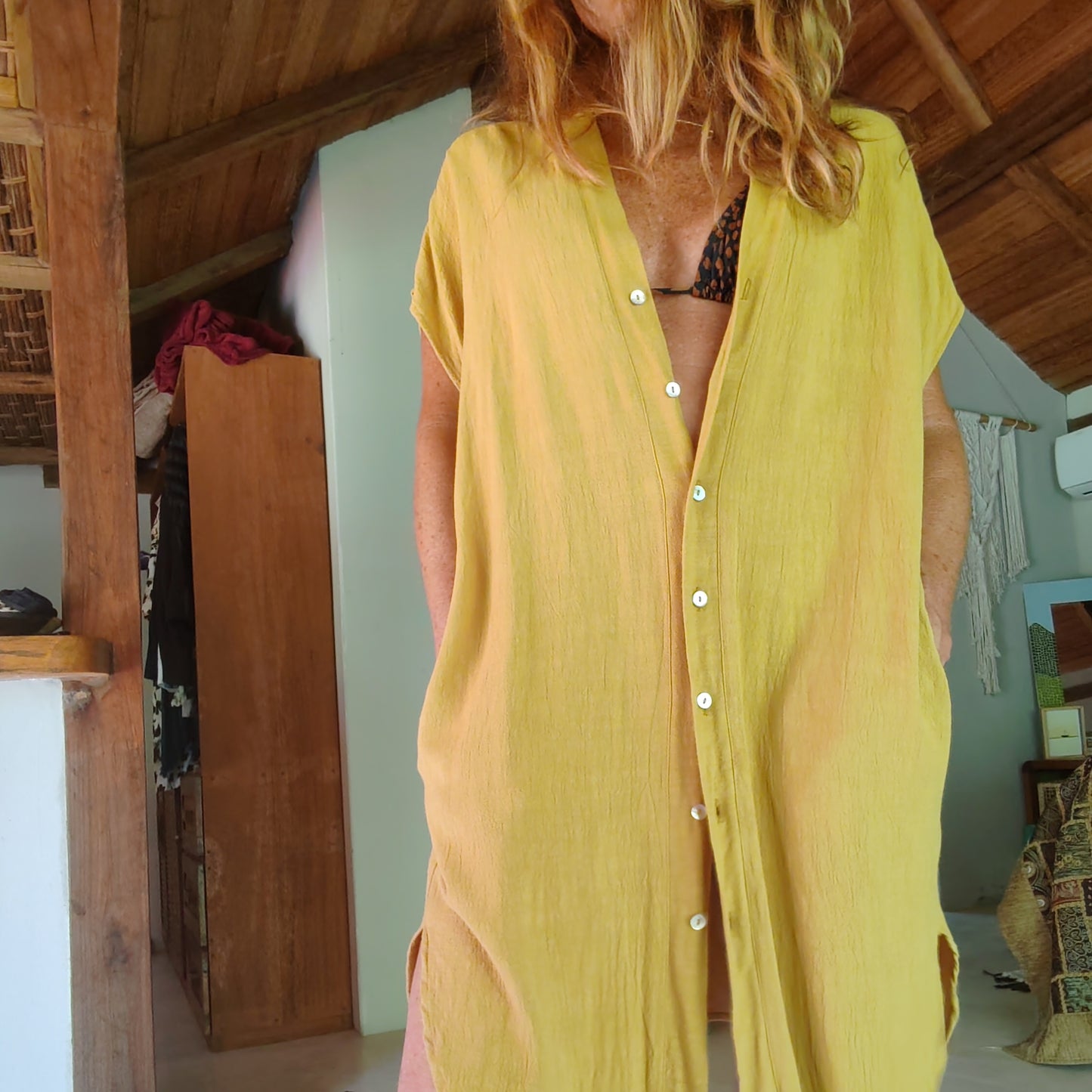 VESTIDO CAMISERO MOSTAZA