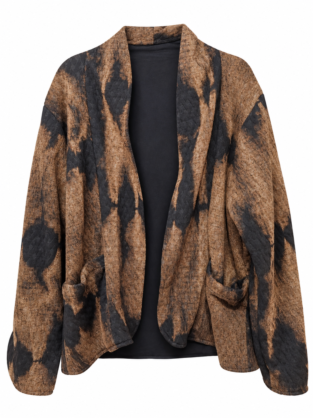 CHAQUETA ABIERTA TIE-DYE en tonos marrones y negro