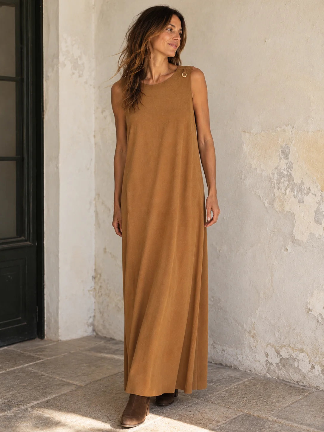 VESTIDO SIENA ante vegano camel