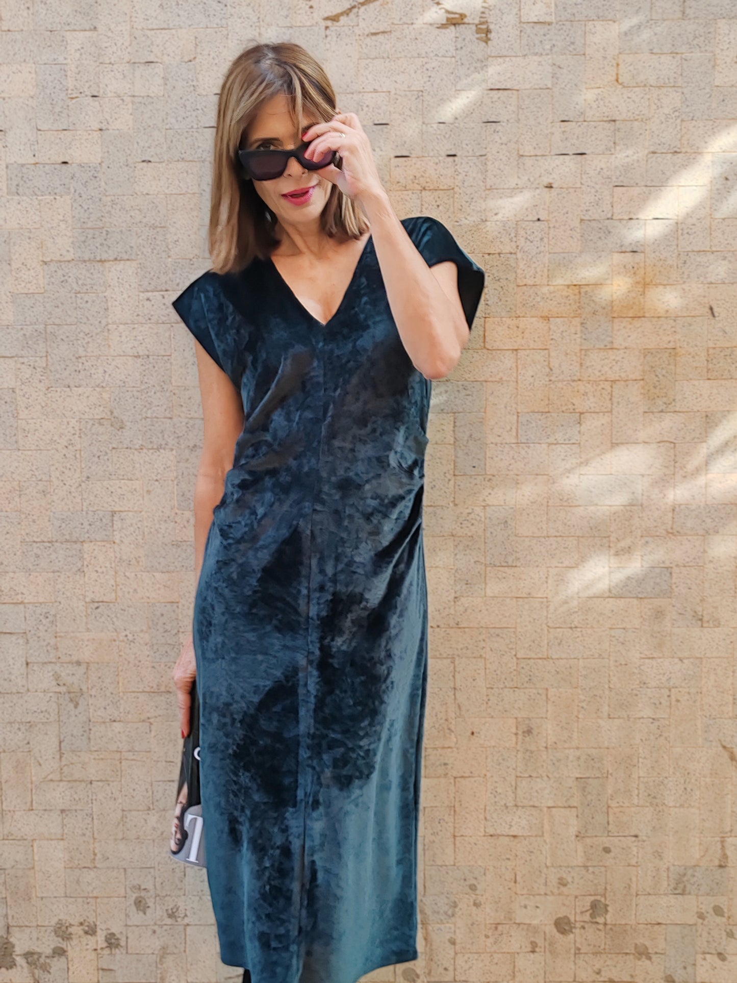 VESTIDO SYBIL TERCIOPELO verde oscuro