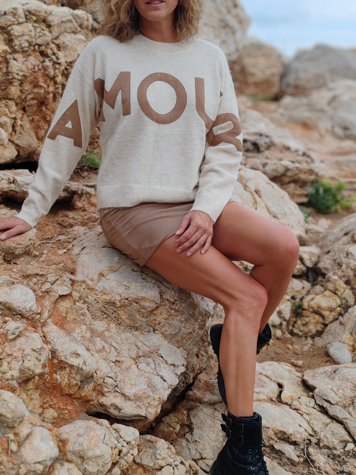 JERSEY AMOUR de punto beige