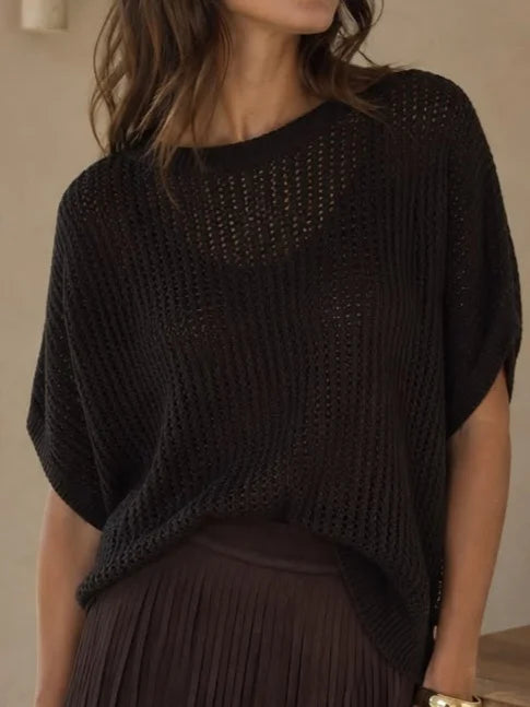 JERSEY de punto calado negro