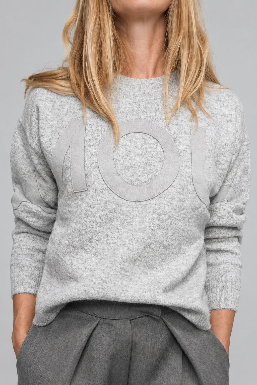 JERSEY AMOUR de punto gris claro
