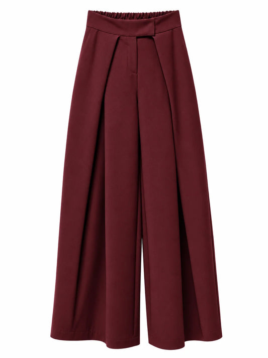 PANTALÓN PALAZZO burdeos de pinzas