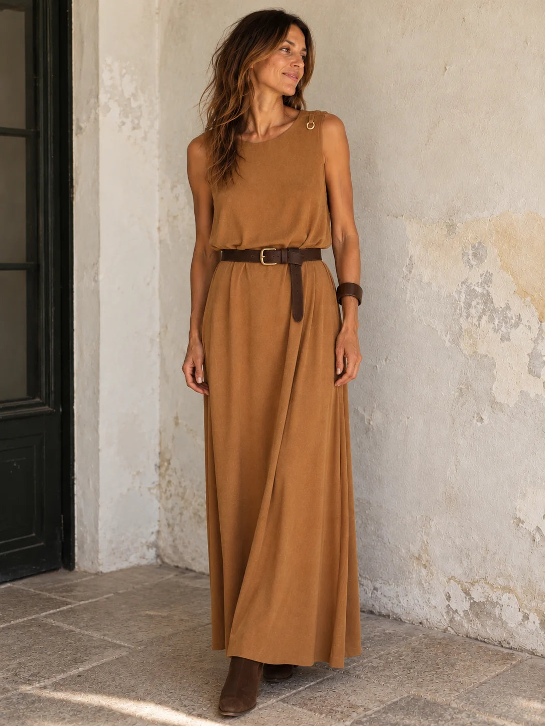 VESTIDO SIENA ante vegano camel