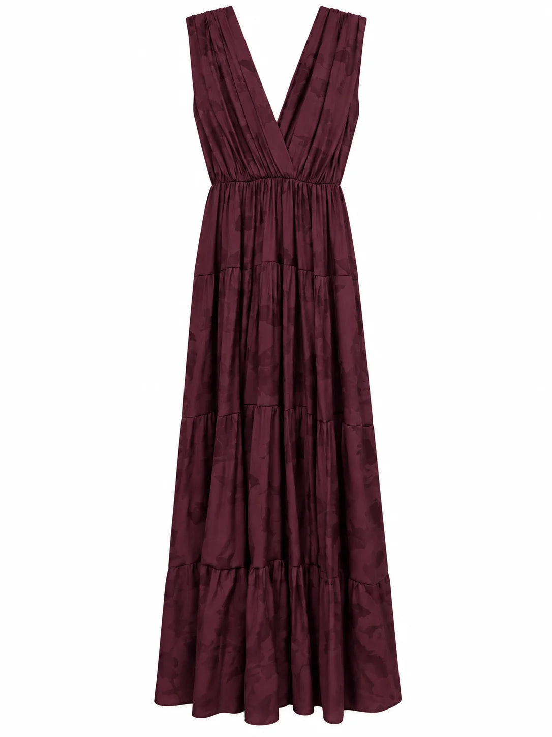 VESTIDO LARGO VAPOROSO en tono berenjena