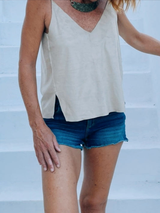 TOP de ante vegano beige