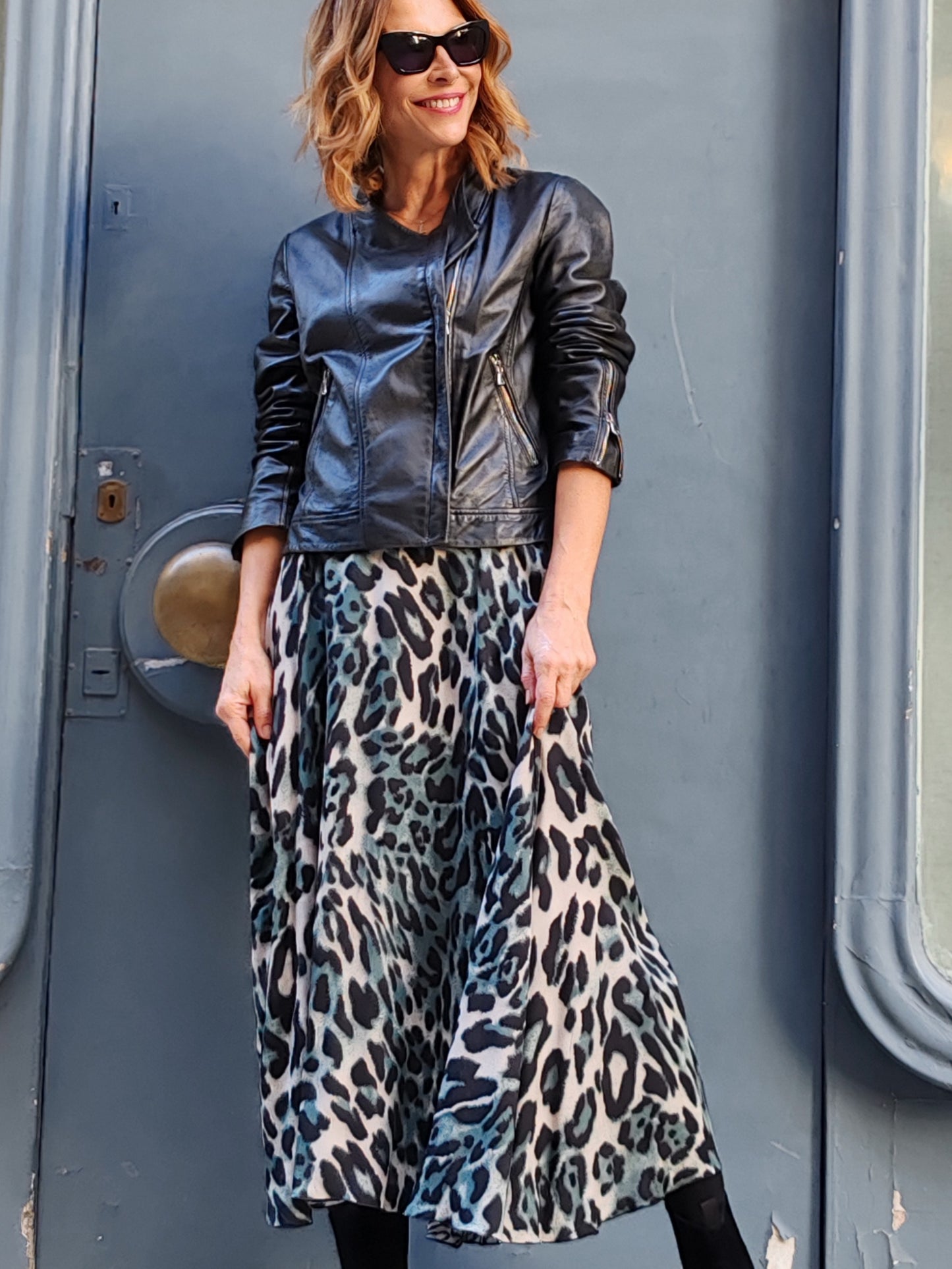 FALDA LARGA leopardo verde