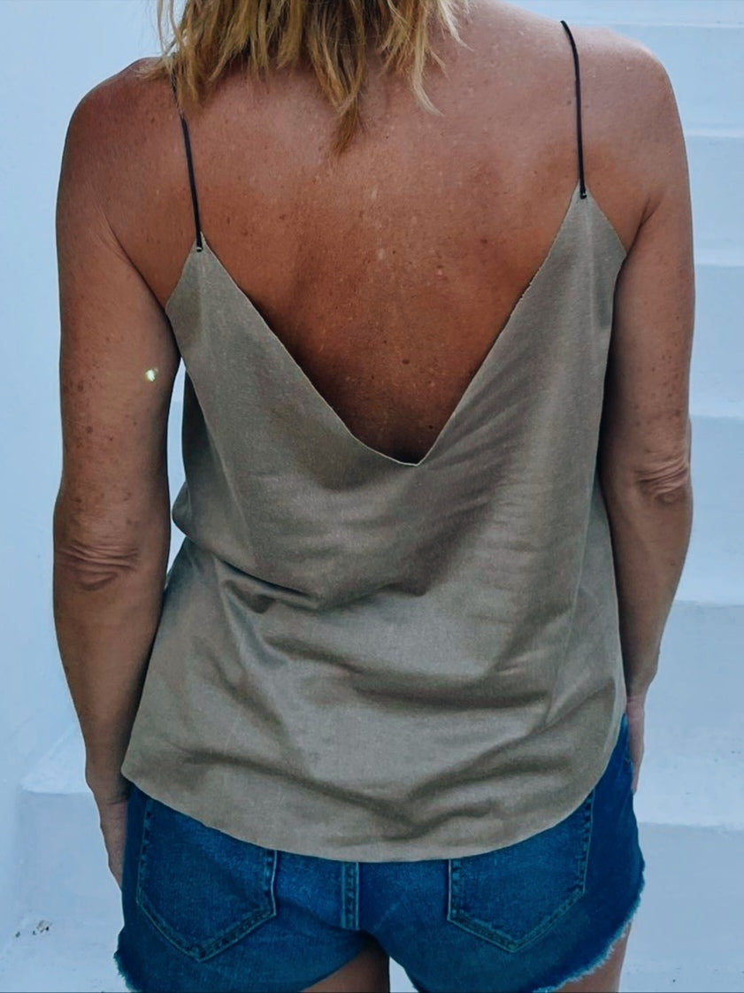 TOP de ante vegano beige