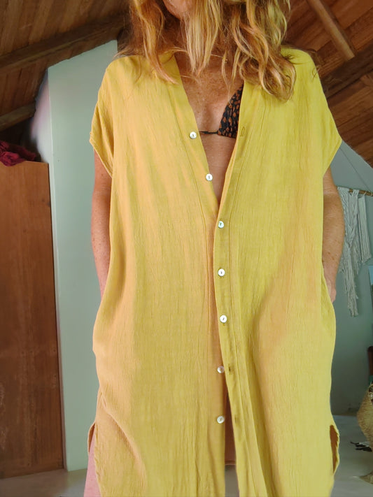 VESTIDO CAMISERO mostaza